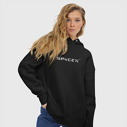 Толстовка оверсайз женская SpaceX, цвет: черный — фото 2