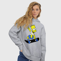 Толстовка оверсайз женская Барт на скейте, цвет: меланж — фото 2