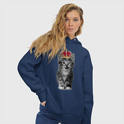 Толстовка оверсайз женская Meow kitten, цвет: тёмно-синий — фото 2