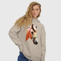 Толстовка оверсайз женская Лошадь, цвет: миндальный — фото 2
