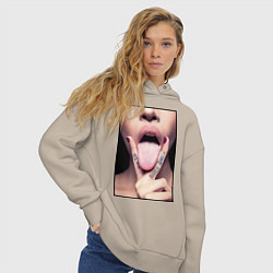 Толстовка оверсайз женская Кунилингус, цвет: миндальный — фото 2