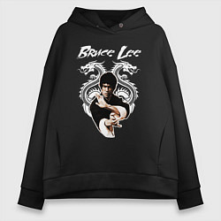 Толстовка оверсайз женская Bruce Lee dragons, цвет: черный