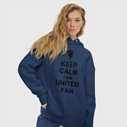 Толстовка оверсайз женская Keep Calm & United fan, цвет: тёмно-синий — фото 2