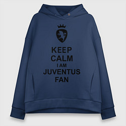 Толстовка оверсайз женская Keep Calm & Juventus fan цвета тёмно-синий — фото 1