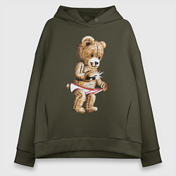 Толстовка оверсайз женская Nasty Bear, цвет: хаки