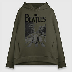 Толстовка оверсайз женская The Beatles: Mono Abbey Road, цвет: хаки