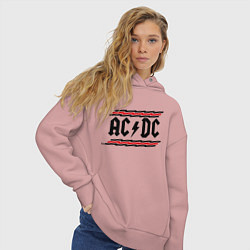 Толстовка оверсайз женская AC/DC Voltage цвета пыльно-розовый — фото 2