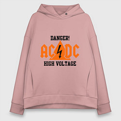 Толстовка оверсайз женская AC/DC: High Voltage, цвет: пыльно-розовый