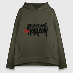 Толстовка оверсайз женская Bring me the horizon, цвет: хаки