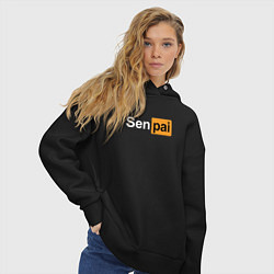 Толстовка оверсайз женская Senpai: Pornhub Style, цвет: черный — фото 2