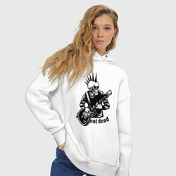 Толстовка оверсайз женская Punks not dead - motto, цвет: белый — фото 2
