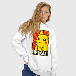 Толстовка оверсайз женская Pikachu: Pika Pika, цвет: белый — фото 2