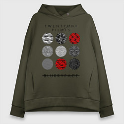 Толстовка оверсайз женская TOP: Blurryface, цвет: хаки