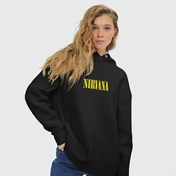 Толстовка оверсайз женская Nirvana Нирвана Логотип, цвет: черный — фото 2
