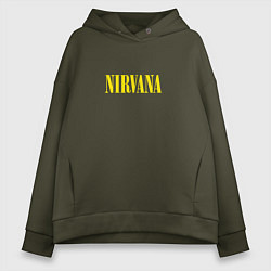 Толстовка оверсайз женская Nirvana Нирвана Логотип, цвет: хаки