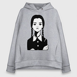 Толстовка оверсайз женская Wednesday Addams, цвет: меланж