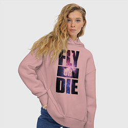 Толстовка оверсайз женская Fly or Die: Space цвета пыльно-розовый — фото 2