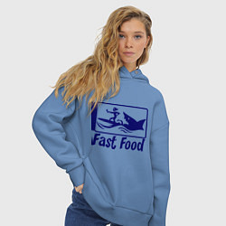 Толстовка оверсайз женская Shark fast food, цвет: мягкое небо — фото 2