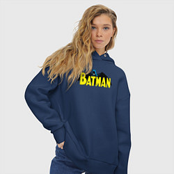 Толстовка оверсайз женская Batman logo, цвет: тёмно-синий — фото 2