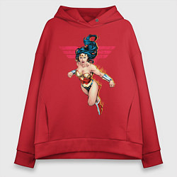 Толстовка оверсайз женская Wonder Woman, цвет: красный