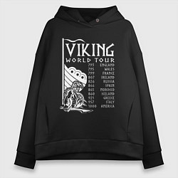 Толстовка оверсайз женская Viking world tour, цвет: черный