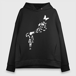 Толстовка оверсайз женская Banksy, цвет: черный