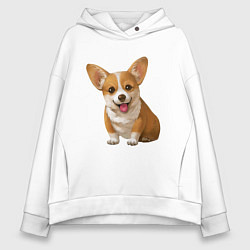 Толстовка оверсайз женская Корги, цвет: белый