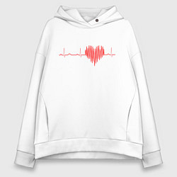 Толстовка оверсайз женская Сердцебиение, цвет: белый