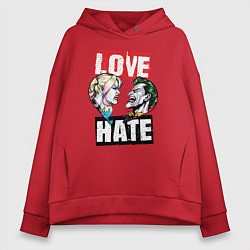 Толстовка оверсайз женская Love Hate, цвет: красный