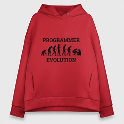 Толстовка оверсайз женская Эволюция программиста, цвет: красный