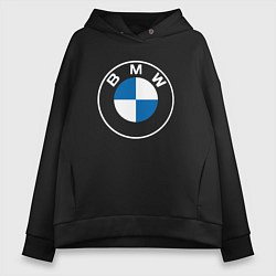 Толстовка оверсайз женская BMW LOGO 2020, цвет: черный