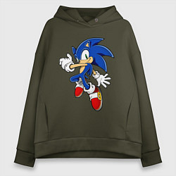 Толстовка оверсайз женская Sonic, цвет: хаки