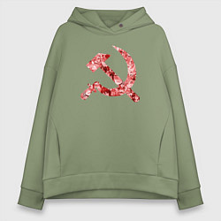 Толстовка оверсайз женская Ахегао СССР, цвет: авокадо