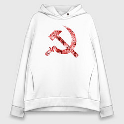 Толстовка оверсайз женская Ахегао СССР, цвет: белый