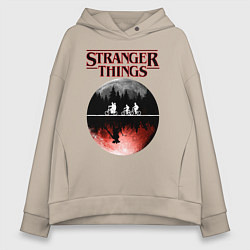 Толстовка оверсайз женская Очень странные дела, цвет: миндальный