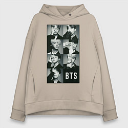 Толстовка оверсайз женская BTS, цвет: миндальный