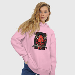 Толстовка оверсайз женская МАСКА РОНИНА, цвет: светло-розовый — фото 2