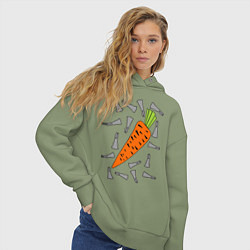 Толстовка оверсайз женская Морковка кролика, цвет: авокадо — фото 2