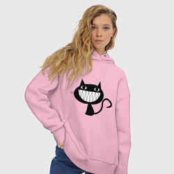 Толстовка оверсайз женская Кошка с улыбкой, цвет: светло-розовый — фото 2