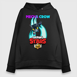 Толстовка оверсайз женская BRAWL STARS MECHA CROW, цвет: черный