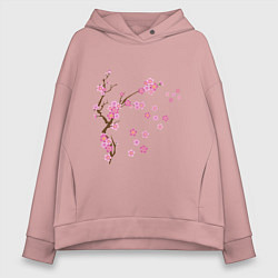Толстовка оверсайз женская Розовая сакура, цвет: пыльно-розовый