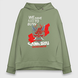 Толстовка оверсайз женская WELCOME TO NIGHT CITY, цвет: авокадо