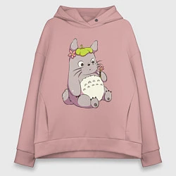 Толстовка оверсайз женская Little Totoro, цвет: пыльно-розовый