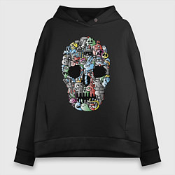 Толстовка оверсайз женская Tosh Cool skull, цвет: черный