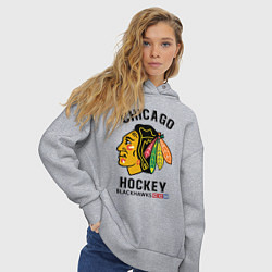 Толстовка оверсайз женская CHICAGO BLACKHAWKS NHL, цвет: меланж — фото 2