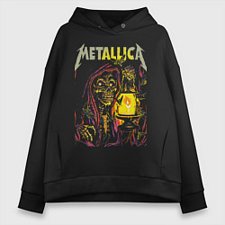 Толстовка оверсайз женская Metallica - скелет со свечой, цвет: черный
