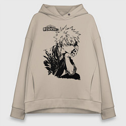 Толстовка оверсайз женская Моя геройская академия, цвет: миндальный