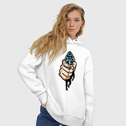 Толстовка оверсайз женская Рука с пистолетом, цвет: белый — фото 2