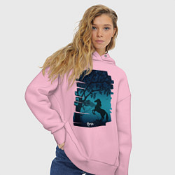 Толстовка оверсайз женская Конь, цвет: светло-розовый — фото 2