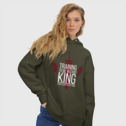 Толстовка оверсайз женская Traing to be king, цвет: хаки — фото 2